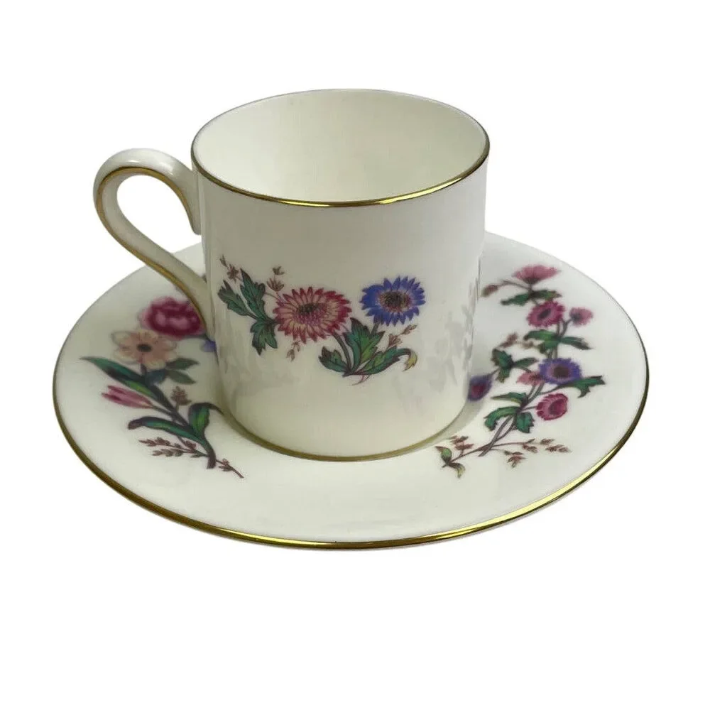 Vintage Wedgwood Devon Sprays England Cup & Saucer Floral Bone China Teacup Set